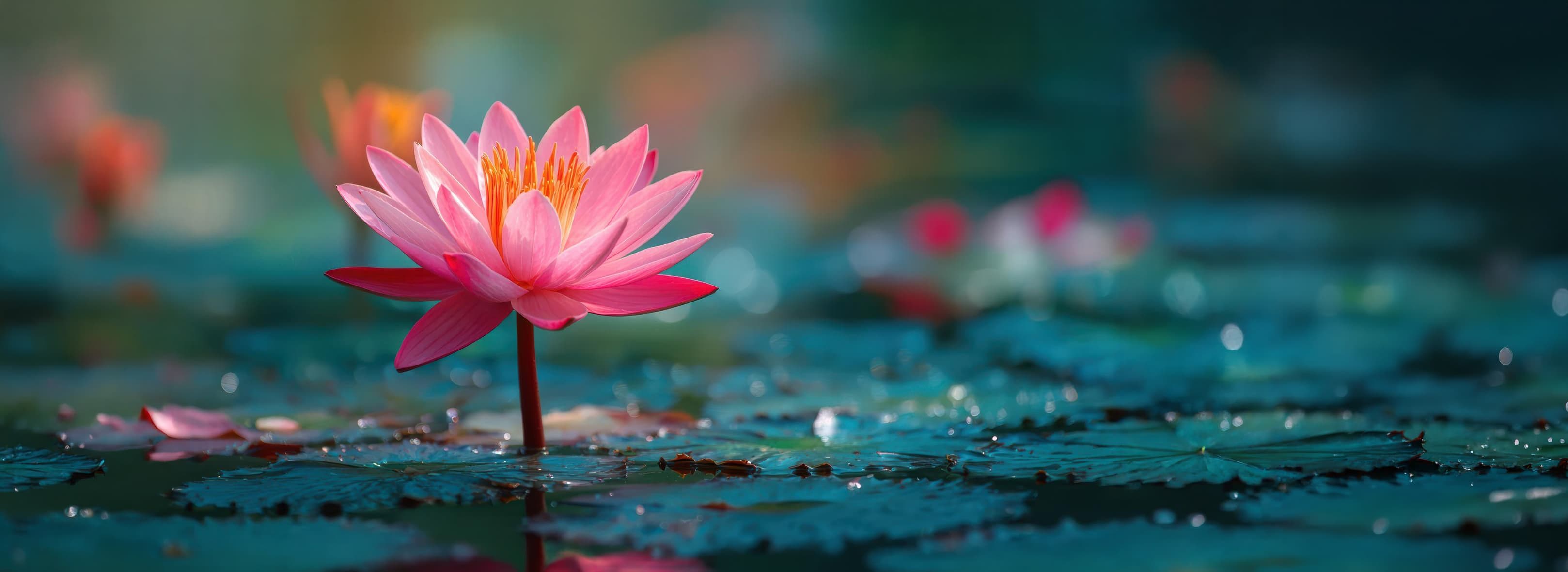 Pink lotus flower on water